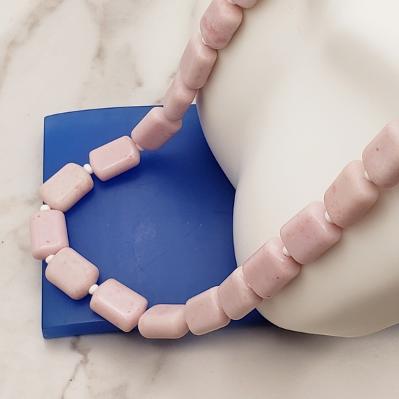 Pastel Lavender 9.5" Chicklet Solid Glass Tile Link Necklace - Picture 3 of 8